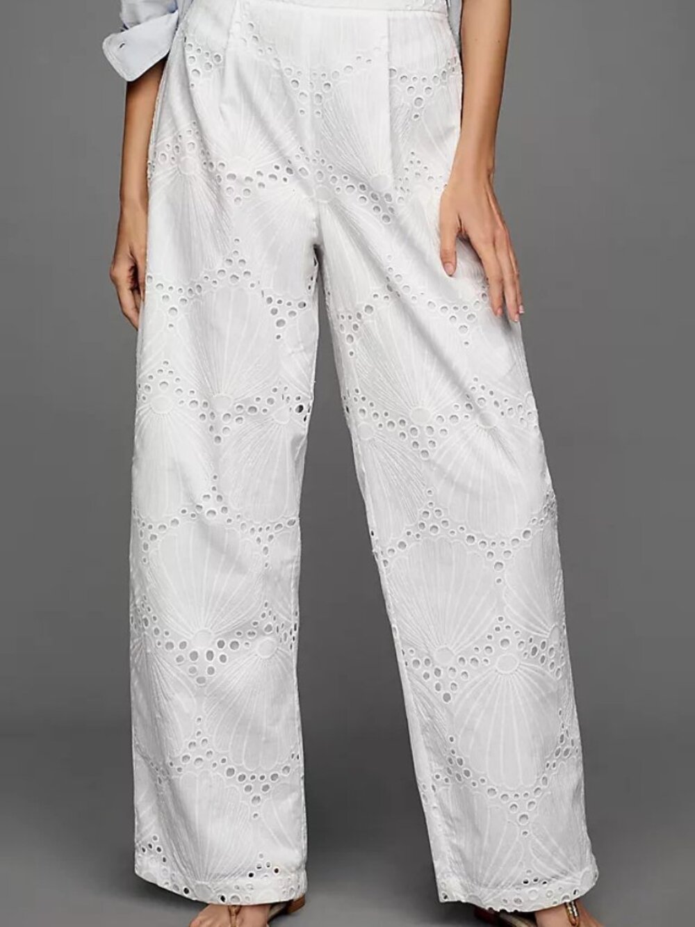 Anthropologie Corey Lynn Calter EYELET TROUSER PANTS white XL lined NWT $248